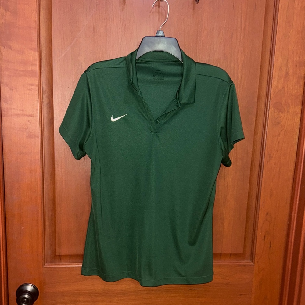 Nike Women's Forest Green Short-Sleeve Polo with White Swoosh